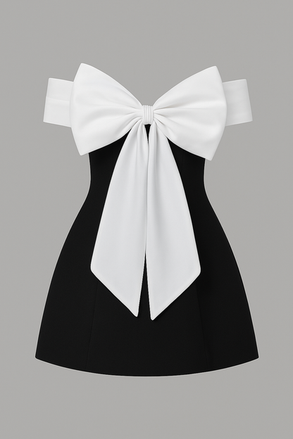 Ivory Noir Bow Dress