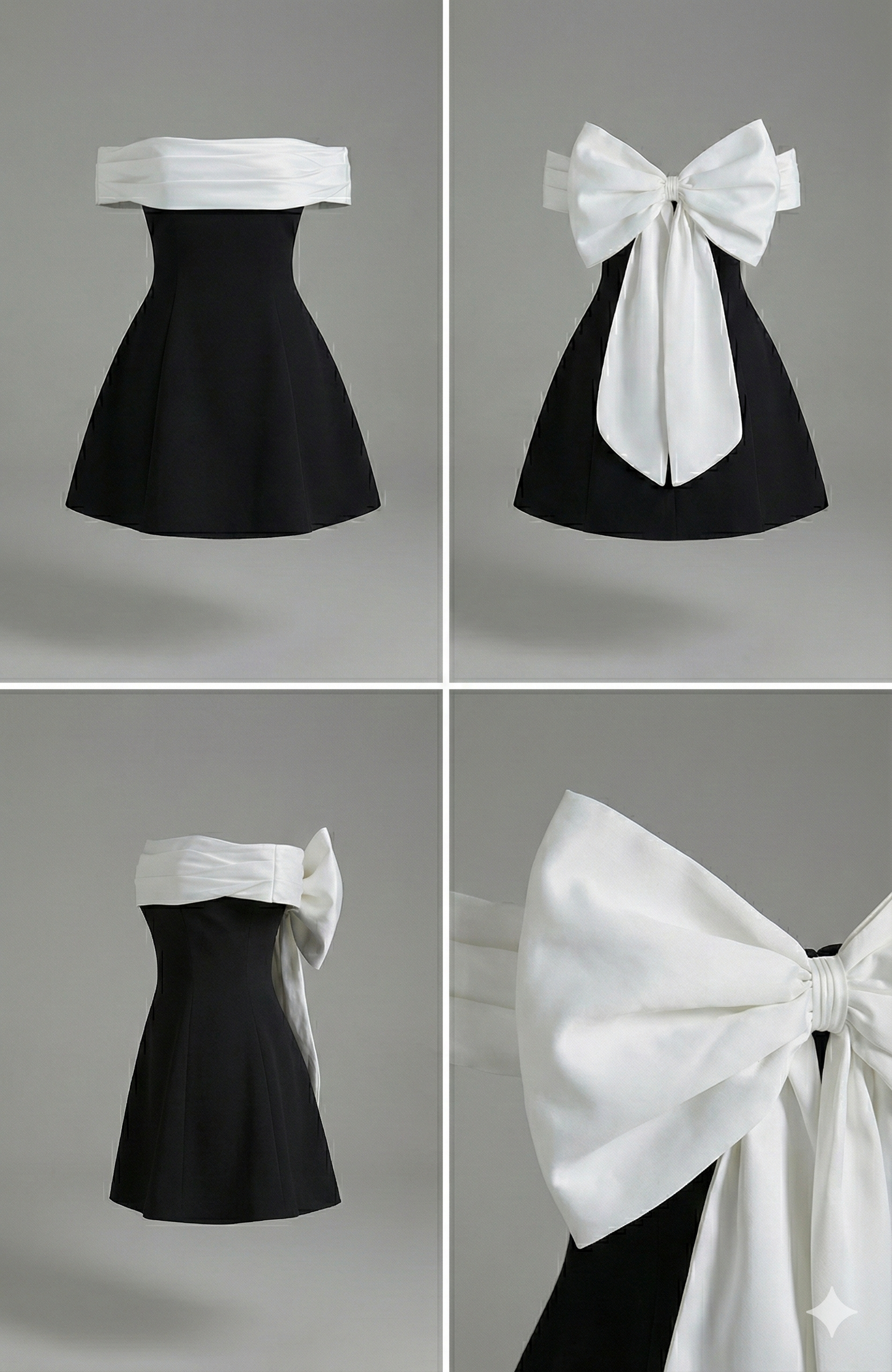 Ivory Noir Bow Dress
