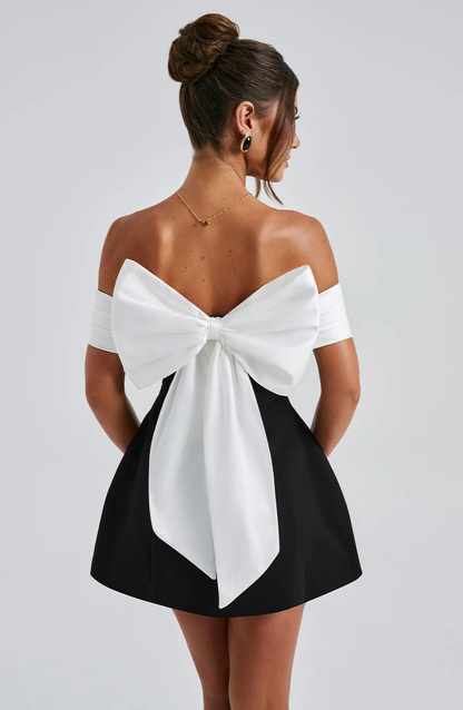Ivory Noir Bow Dress