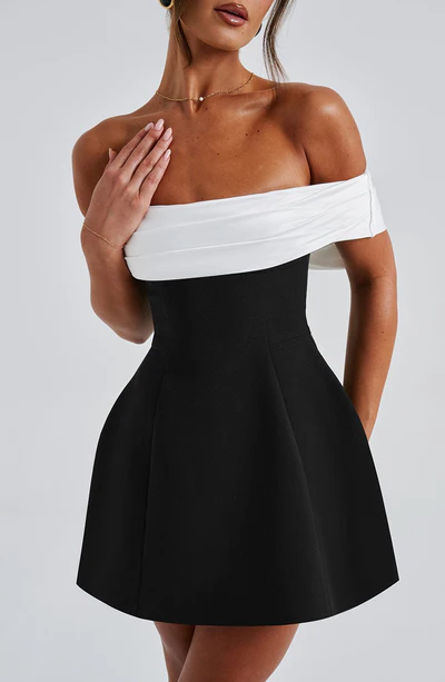 Ivory Noir Bow Dress
