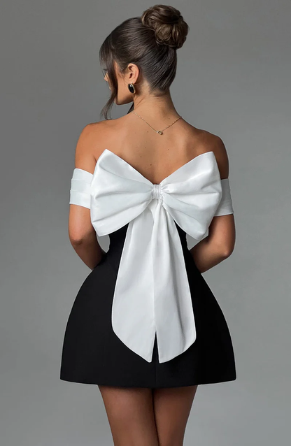 Ivory Noir Bow Dress